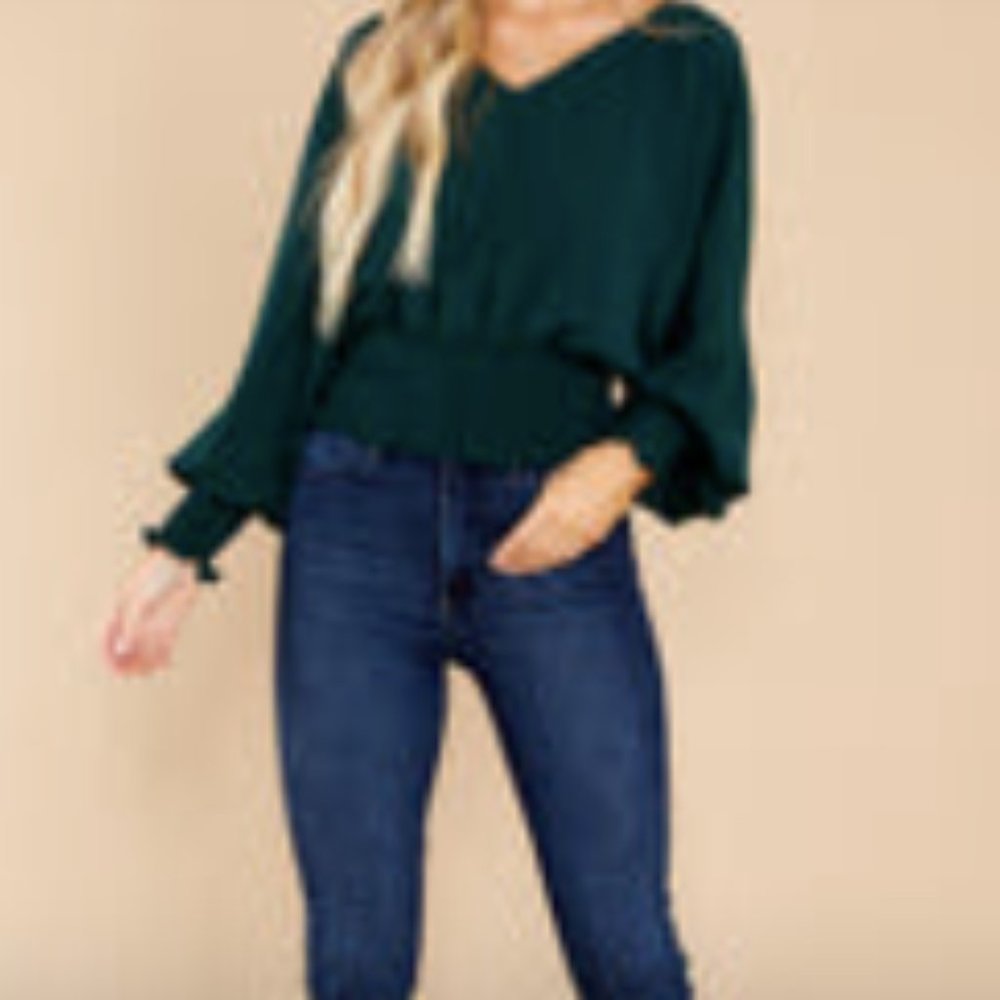 Red Dress Boutique Take A Look Dark Green Top